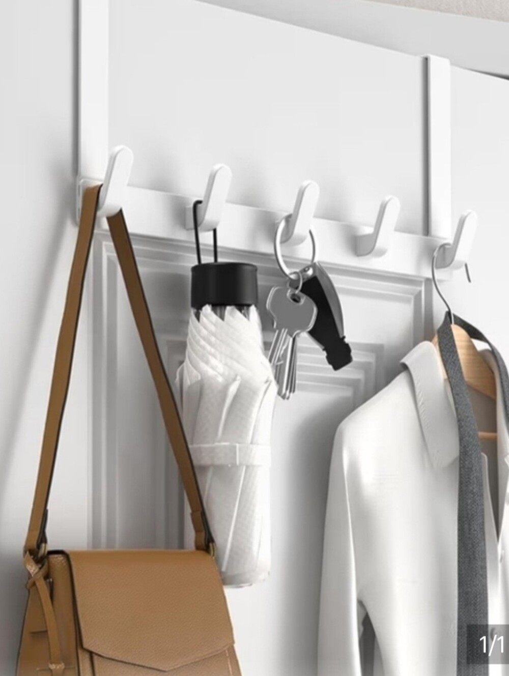 NIB- Over-the-Door Hook Racks with White Hooks, Enamel Painted Metal